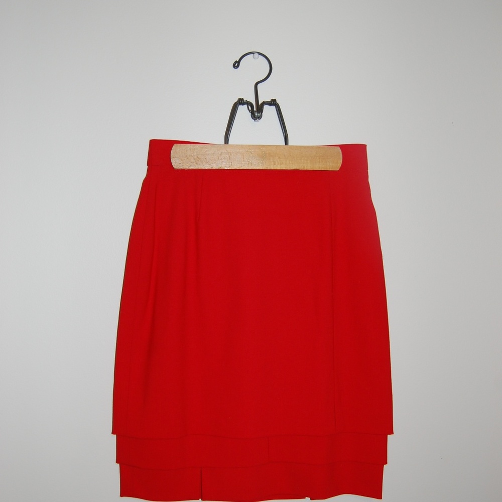Escada Red Wool Pencil Skirt US 4
